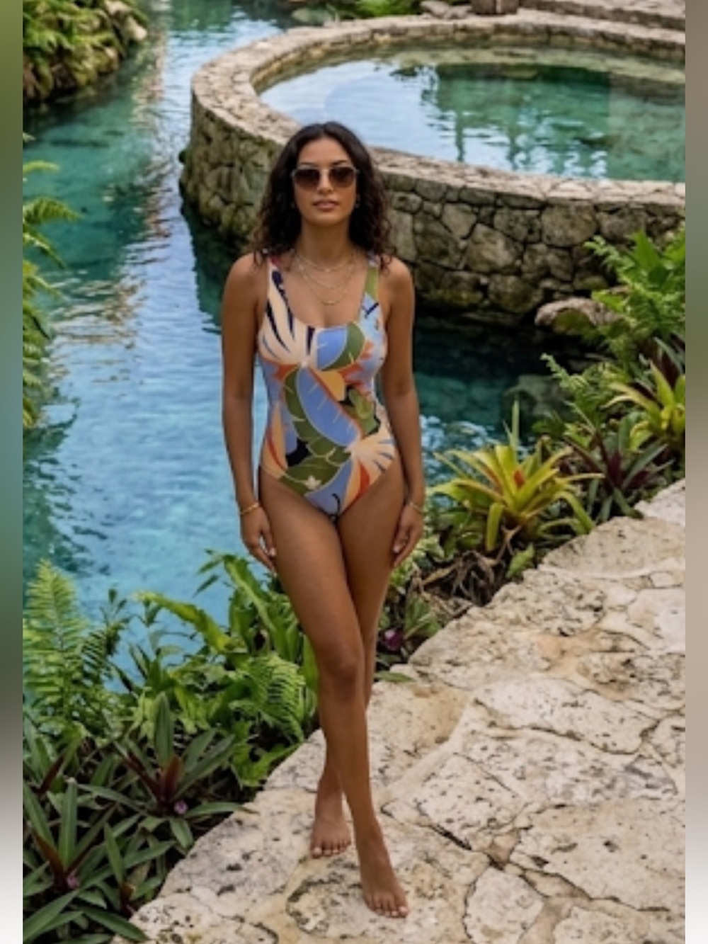 Floral Multicolor One-Piece Swimsuit Land’s end